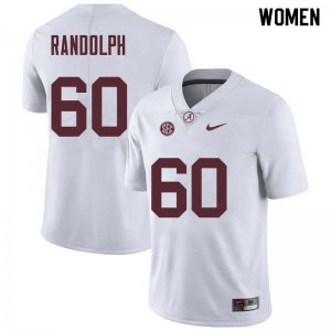 NCAA Women's Alabama Crimson Tide #60 Kendall Randolph Stitched College Nike Authentic White Football Jersey GK17J28DJ